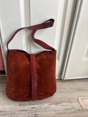 Vtg. Susan Gail Brown Genuine Leather natural suture bag